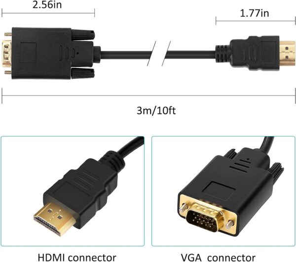 HDMI to VGA Cable 10ft/3m - Image 3